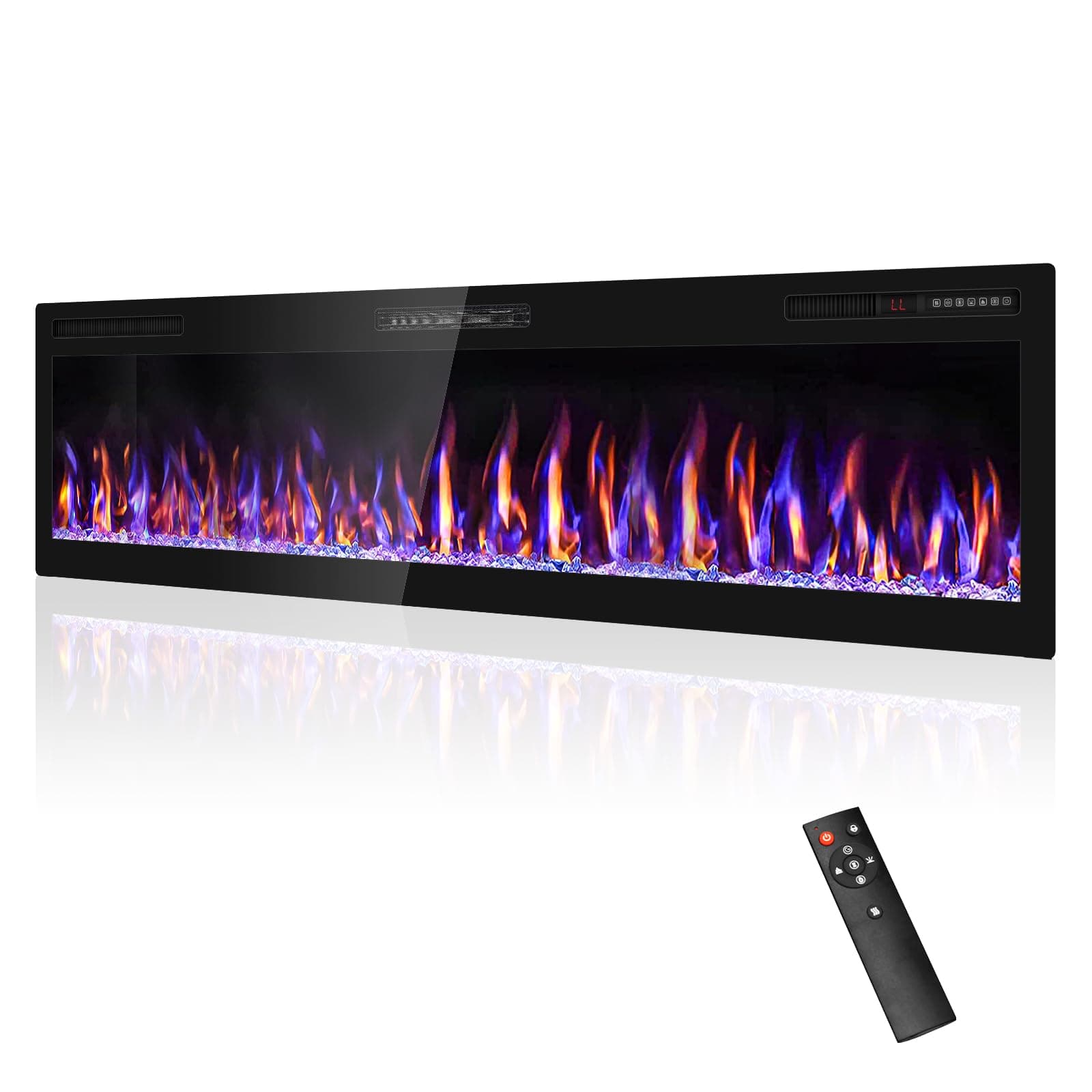 68 inch Electric Fireplace Inserts and Wall Mounted with Remote Control & Touch Screen 1500W Fireplace Heater Ultra Narrow Frame