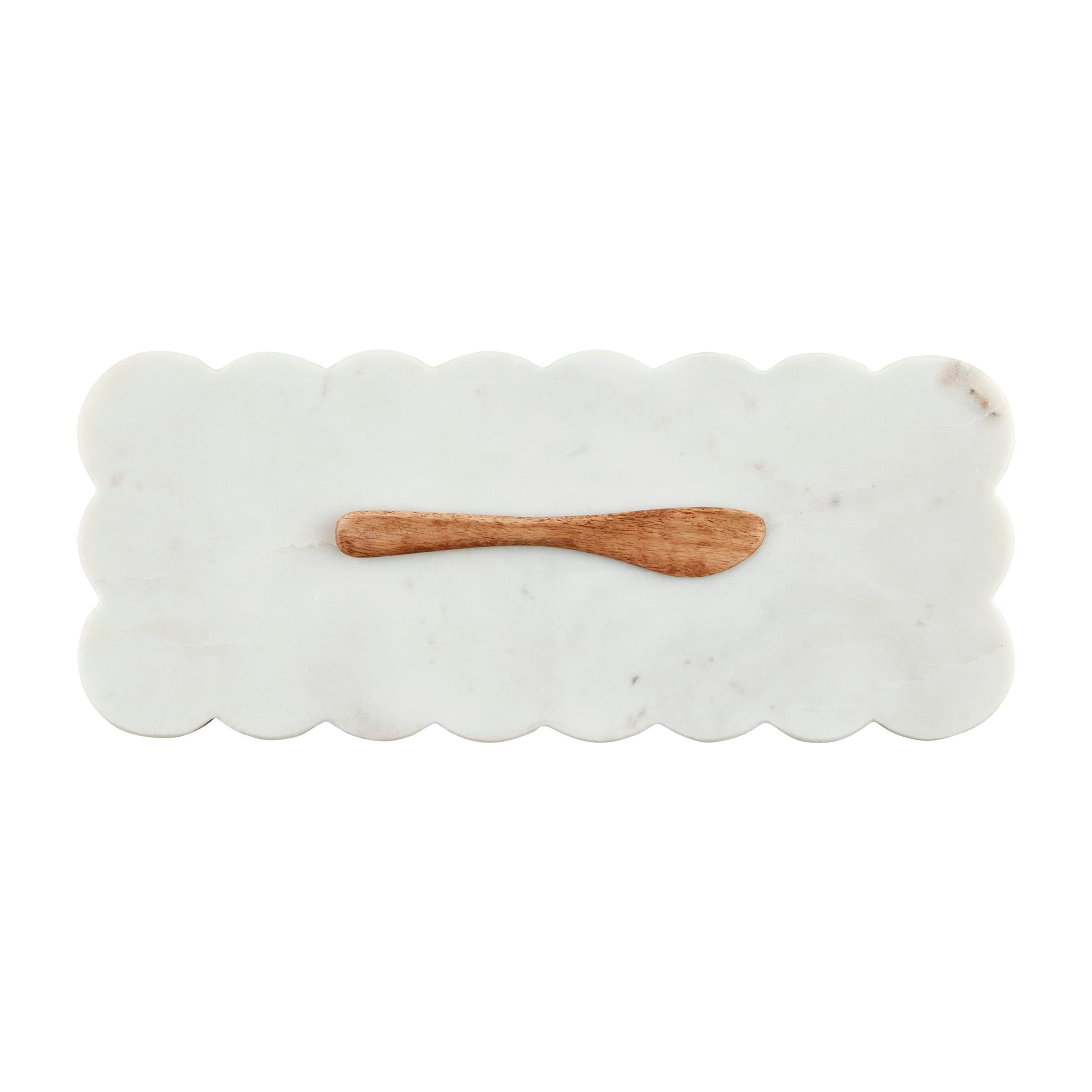 Scallop Marble Board Set, 12" x 5", White