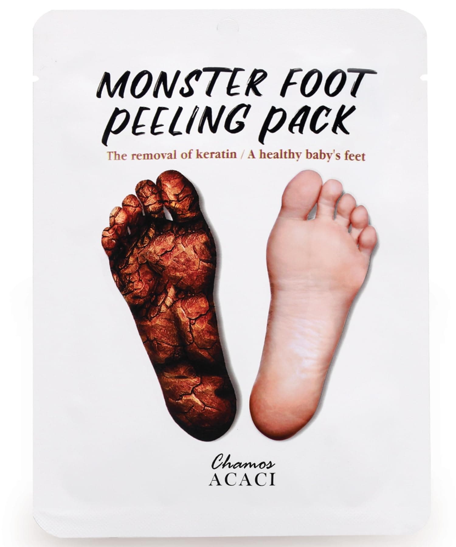 Chamos Acaci Monster Foot Peeling Pack - 2 EA, AHA Power Peel for Silky Smooth Feet, Single-Use, Stress-Free Foot Mask, Banishes Odors & Keratin - Luxuriate in Our Innovative Korean Skincare Blend