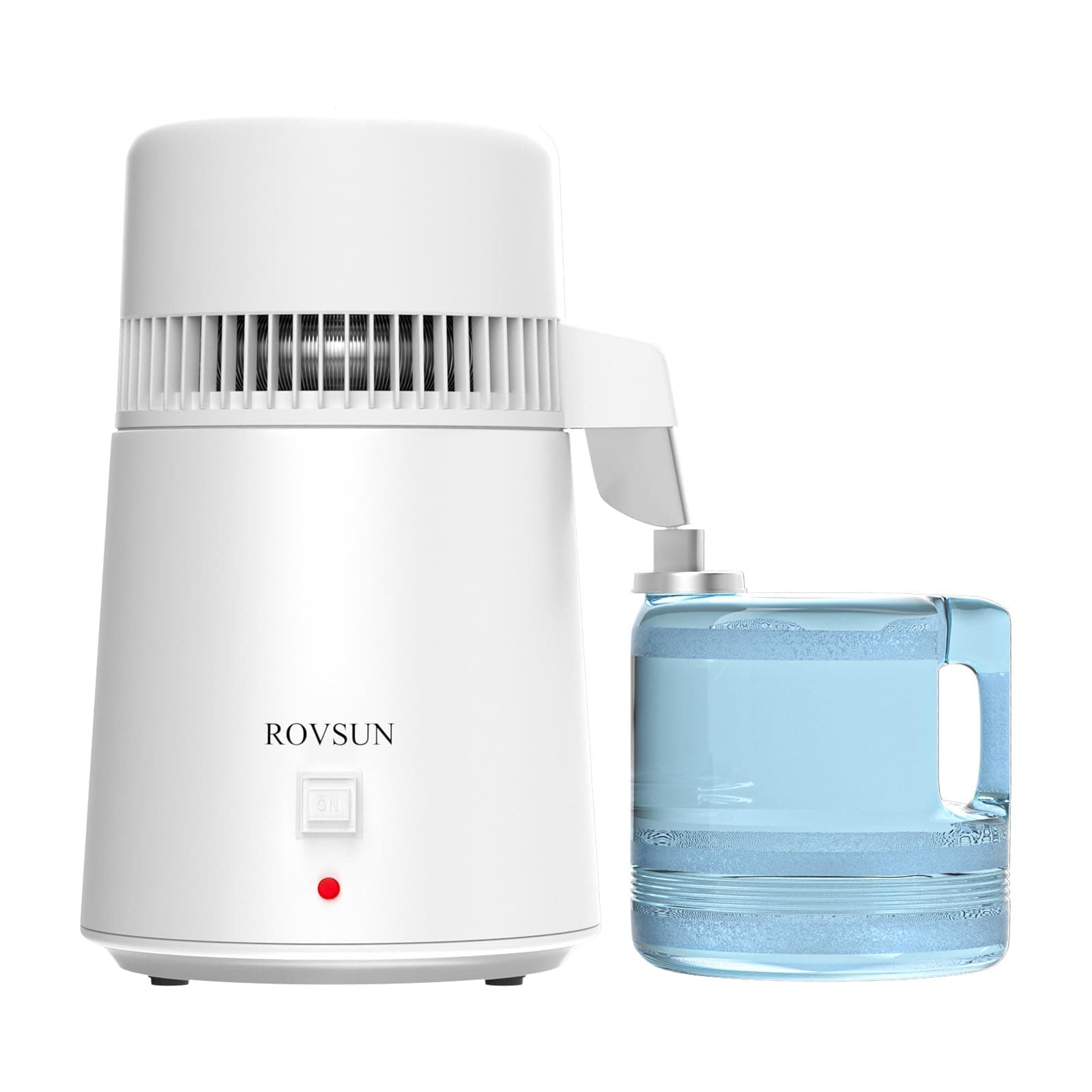 ROVSUN 【Upgraded】 1.1 Gallon/4L Water Distiller Countertop Distilled Water Machine with Flame-Retardant Material, BPA-Free Container & Stainless Steel Interior, 750W Distilled Water Maker Purifier