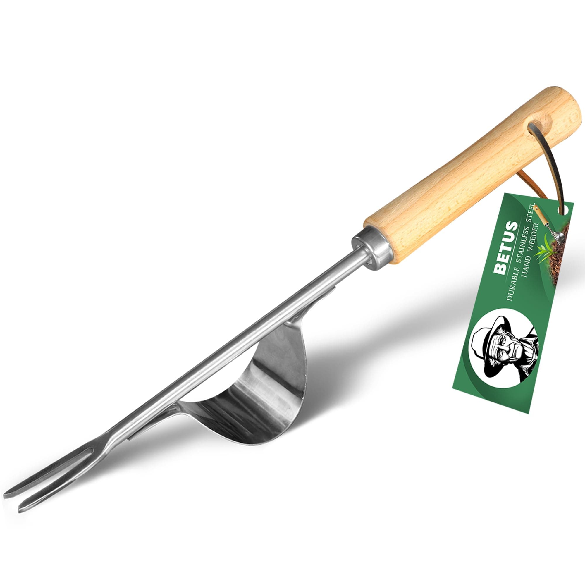 Betus Manual Hand Weeder - Bend-Proof Leverage Base for Super Easy Weed Removal & Deeper Digging - Sturdy Chrome Plated Steel - Compact Dandelion Weed Puller Tool for Yard Lawn and Farm