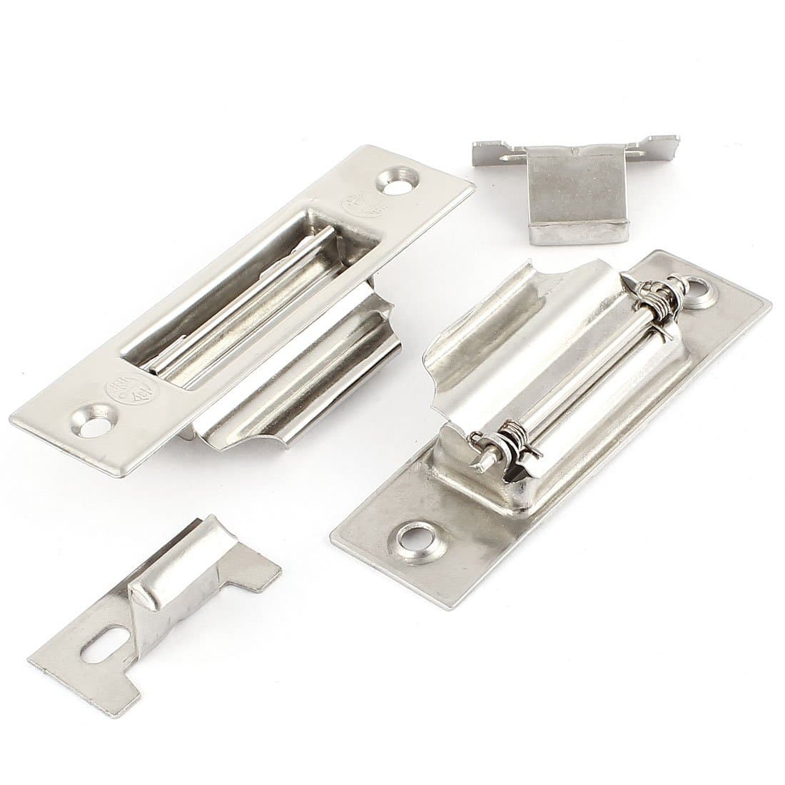 IIVVERR 2pcs Stainless Steel 3.9" Long Rectangular Locking Latch Silver Tone + Install Parts for Sliding Window (2 piezas de acero inoxidable 3.9' 'Tono plateado de cierre rectangular largo + Instalar