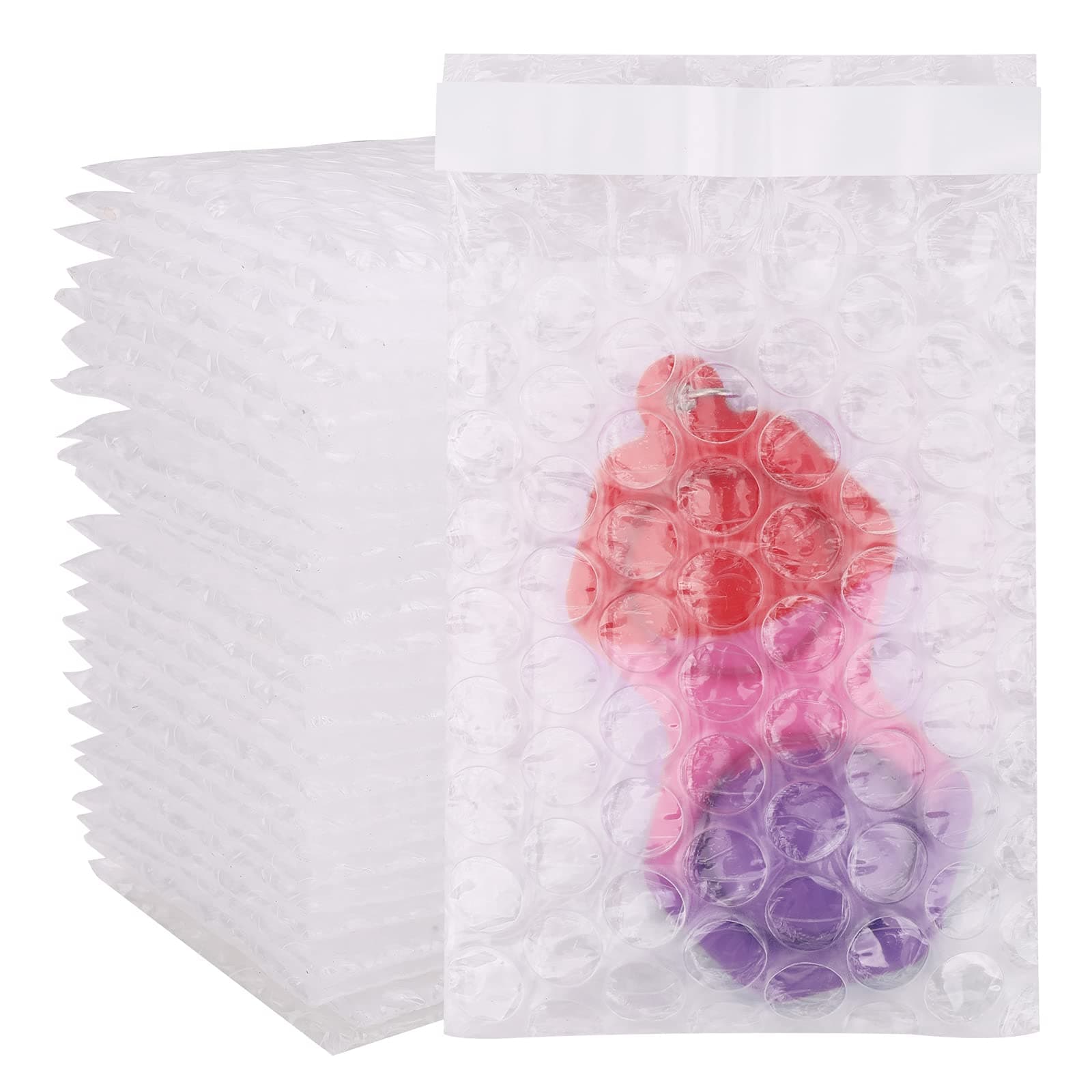 100Pack Small Bubble Out Bag Pouches 3.15" x 4" Self-Seal Bubble Pouches Bags, Double Walled Bubble Cushioning Bags, Self-Sealing Protective Wrap Cushioning Bags for Shipping, Packing, Moving