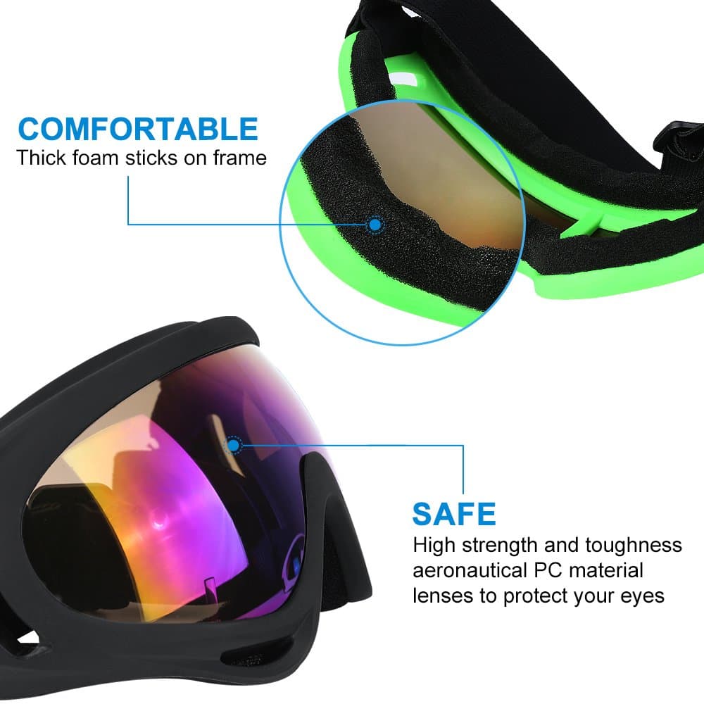 ELECOOL Ski Goggles 2 Packs with Wind Dust UV 400 Protection for Teens Kids Adults