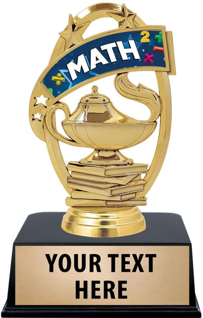 Crown Awards Math Trophies with Custom Engraving, 6" Personalized Mathematics Kids Trophy On Black Base Prime