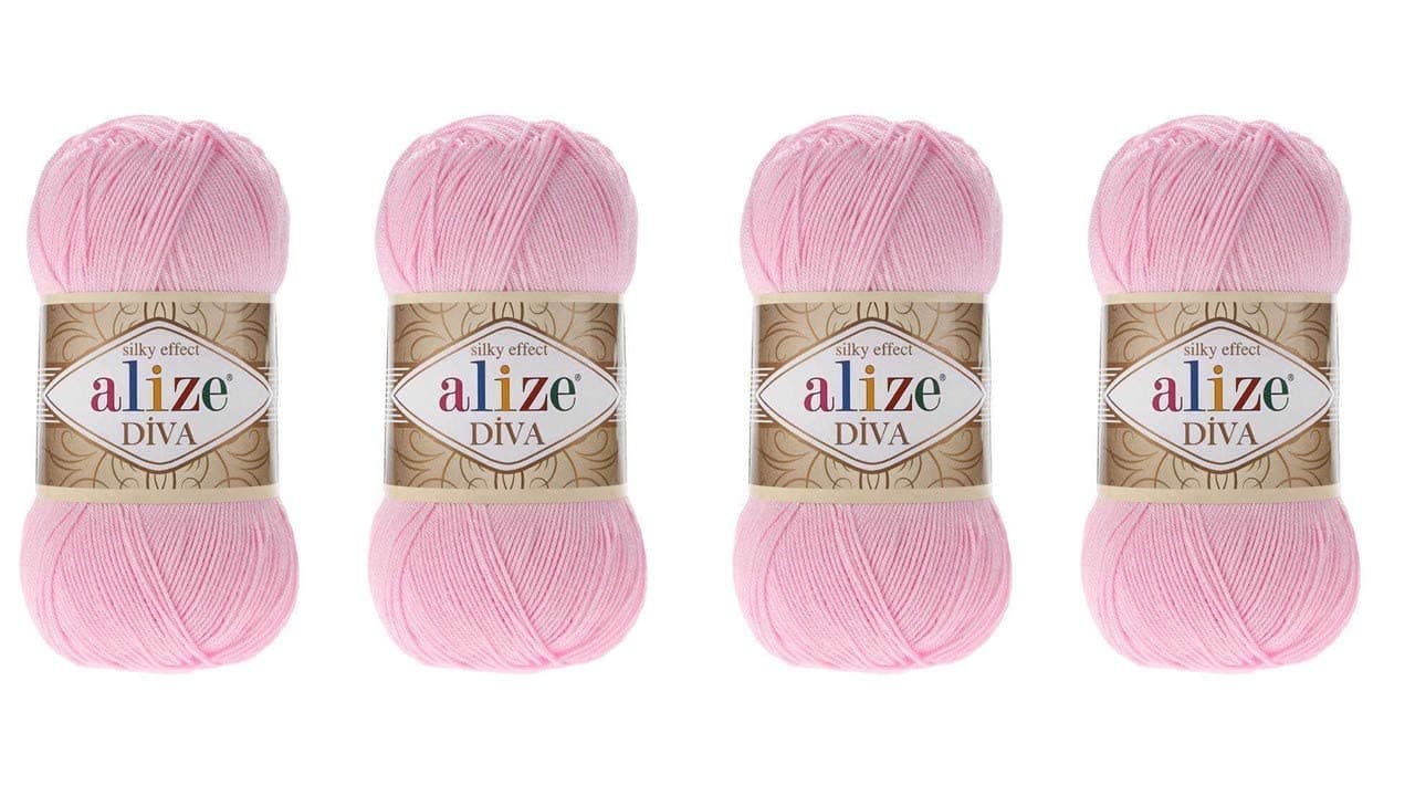 Hand Knitting Yarn 100% Microfiber Acrylic Yarn Alize Diva Silk Effect Thread Crochet Art Lace Craft Lot of 4 skeins 400gr 1532yds (291)