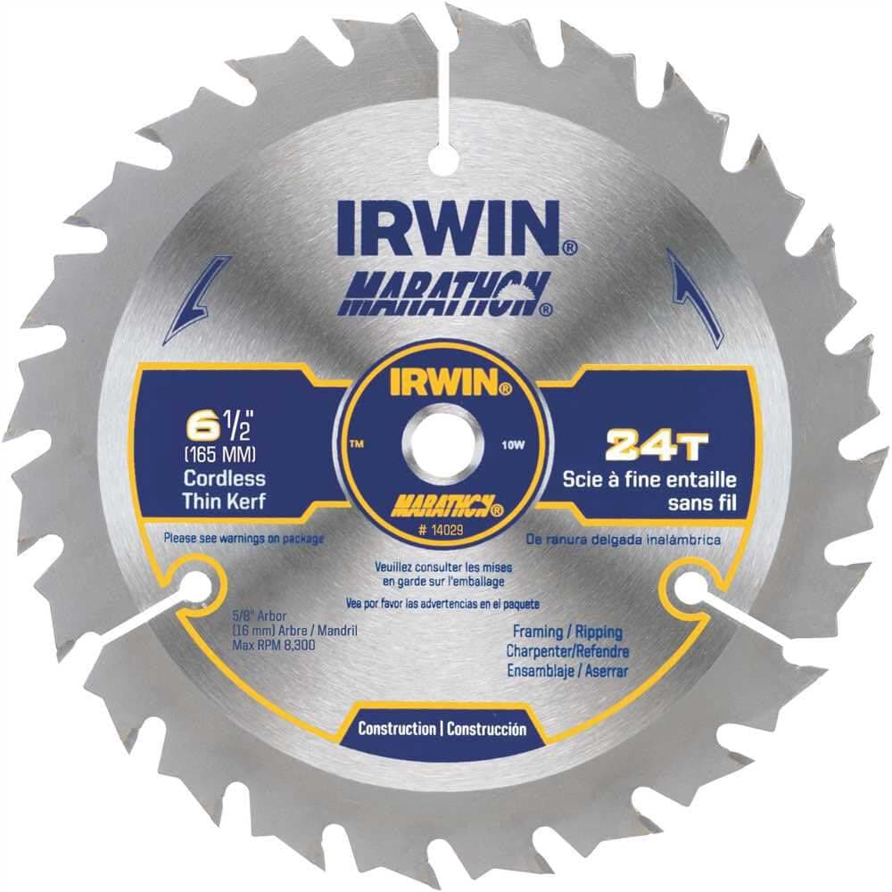 IRWIN Tools MARATHON Carbide Cordless Circular Saw Blade, 6 1/2-Inch, 24T, .063-inch Kerf (14029)