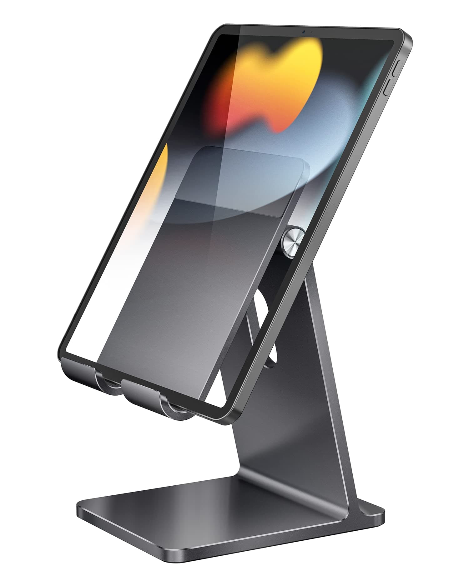 Maxonar Adjustable Tablet Stand Holder, Sleek Aluminum Desktop Dock Compatible With iPad Air/Pro/Mini [4.7"-13"], iPhone 15, Galaxy Tab S8 - Grey