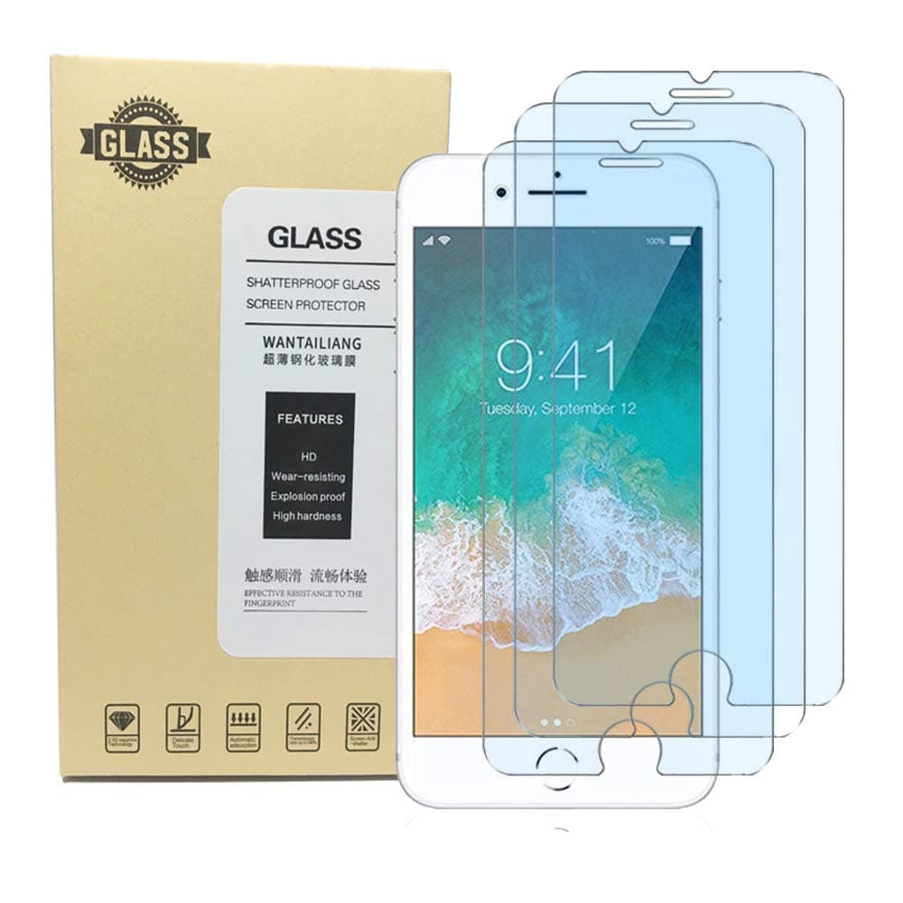 Screen Protector iPhone 8 7 6S 6, Anti Blue Light Screen Protector [ Eye Protect ] [ Touch Screen Accuracy ] [Bubble Free] Tempered Glass for iPhone 8/7 /6s/ 6 [3 Pcs]