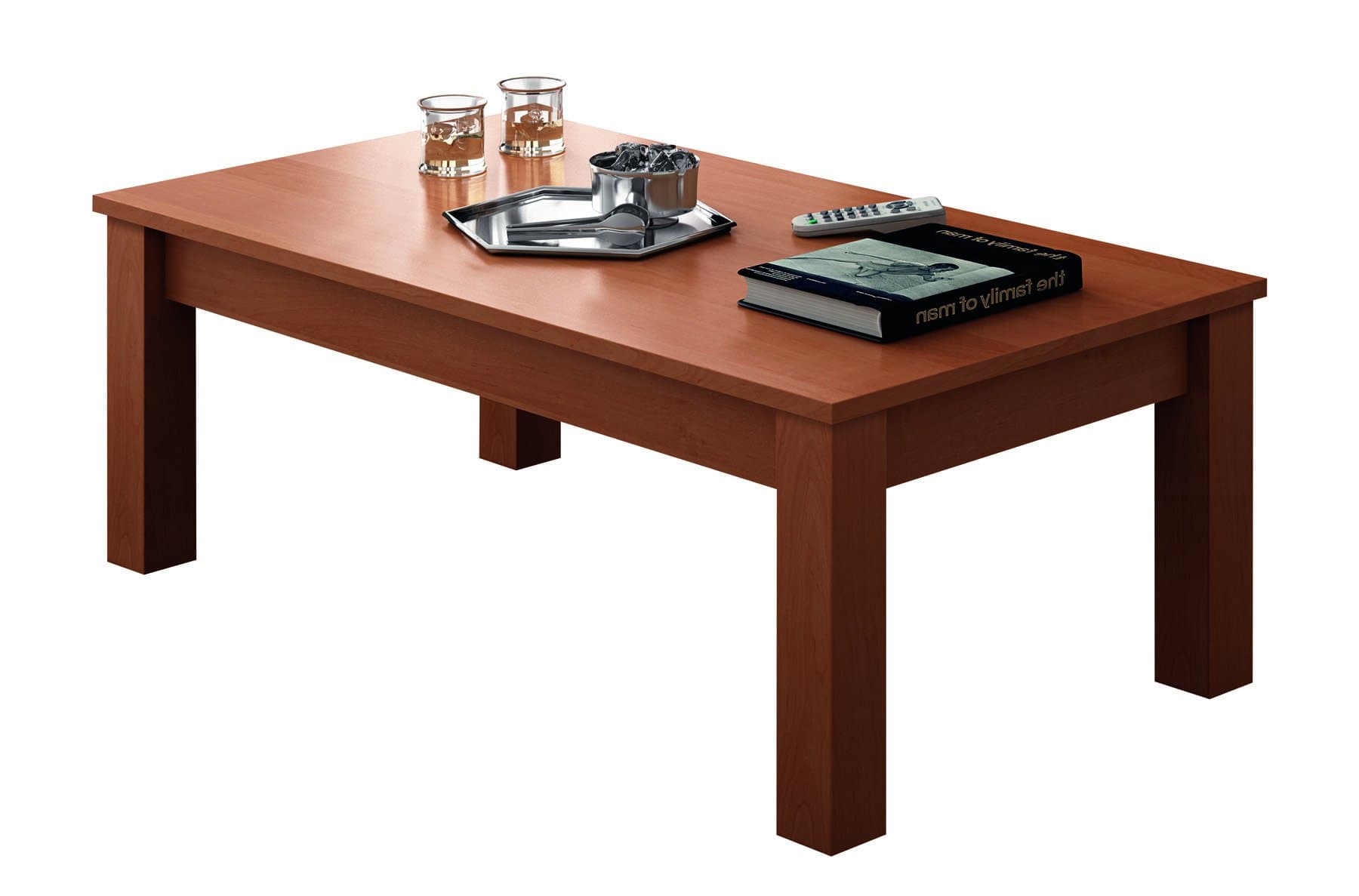 KR Decor Creta Rectangular Coffee Table, Cherry Wood Colour