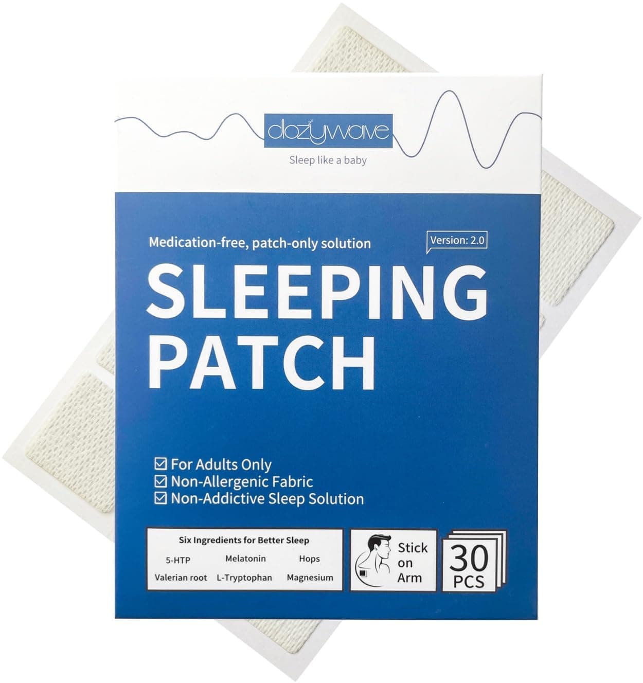 Dozywave Sleep Patch 30 Patchs for Adults with Melatonin 5-HTP, Medication-Free