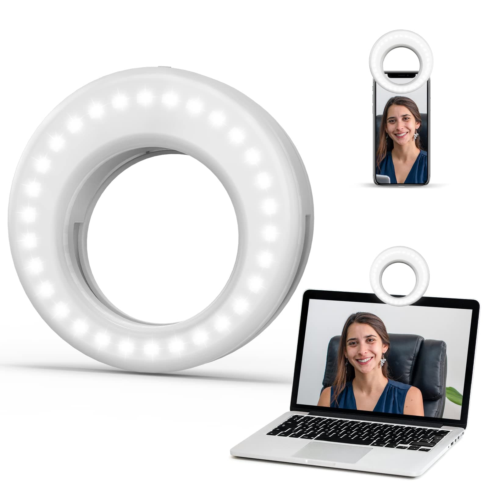 Selfie Light Ring Lights LED Circle Light Cell Phone Laptop Camera Photography Video Lighting Clip On Rechargeable