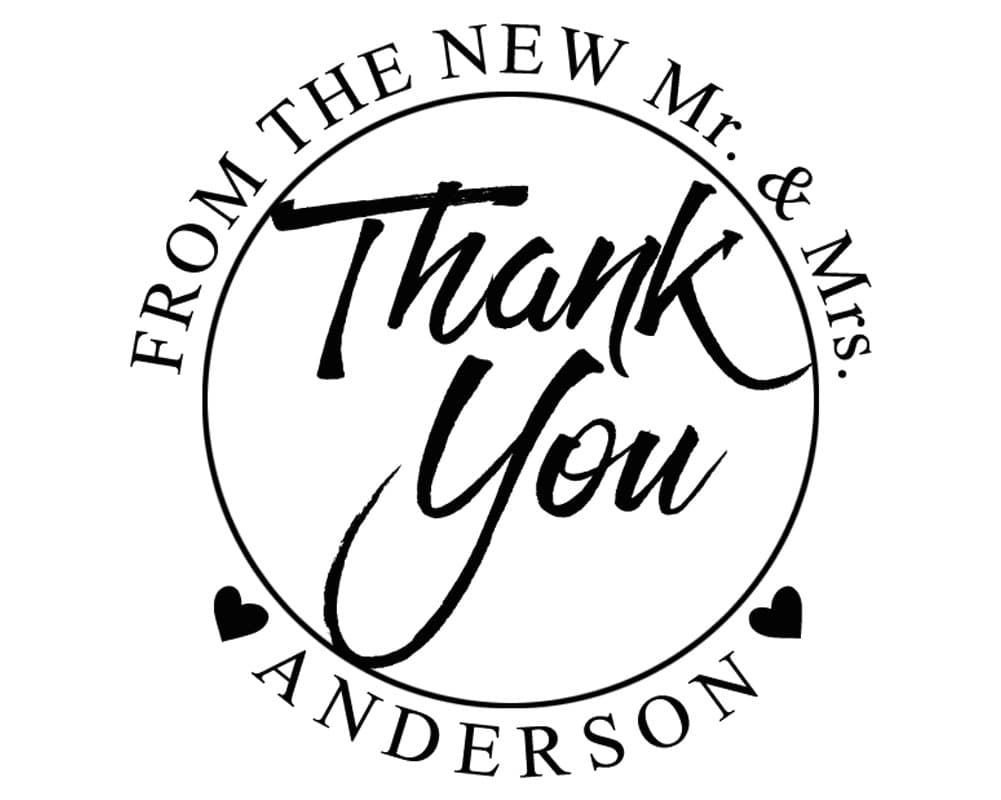 Personalized Self Inking Stamp Round Custom Rustic Wedding Invitation Thank You Rubber Stamp