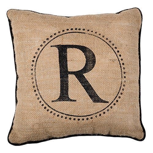 NicholasArt Black Piping (Monogram R) Decorative Square Throw Pillow Case Personalized Cushion Cover Home Decorative Pillow Cover 18x18