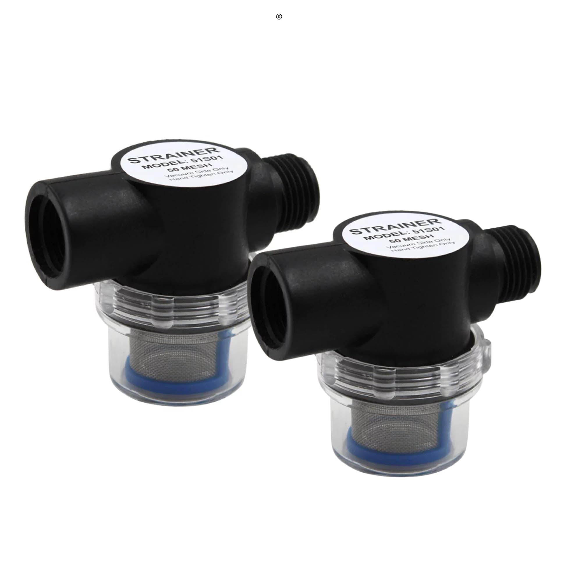 Water Pump Inline Strainer Filter (51S01) - 1/2" NPSM Inlet/Outlet - RV Replacement- Compatible, Shurflo, and WFCO Pumps (2-Pack)