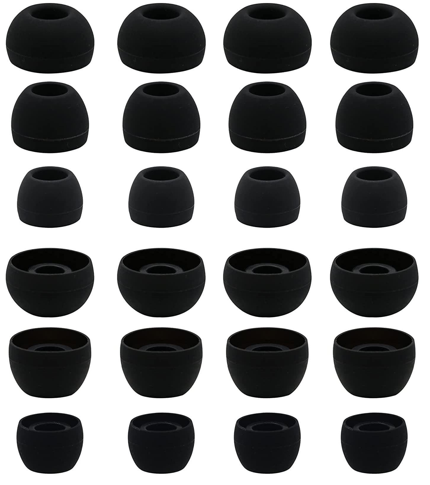 12 Pairs Silicone Replacement Earbud Ear Buds Tips Compatible with Skullcandy Sesh Evo and Other 3.8mm to 5.5mm Nozzle Earbuds Earphones, S/M/L Black