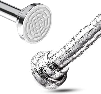 Shower Curtain Rail 80-125 cm - No Drill Stainless Steel Extendable Tension Rod Pole for NetVoile Curtain - Heavy Duty & Rust Resistant for Bay, Window, Door, Wardrobe, Balcony