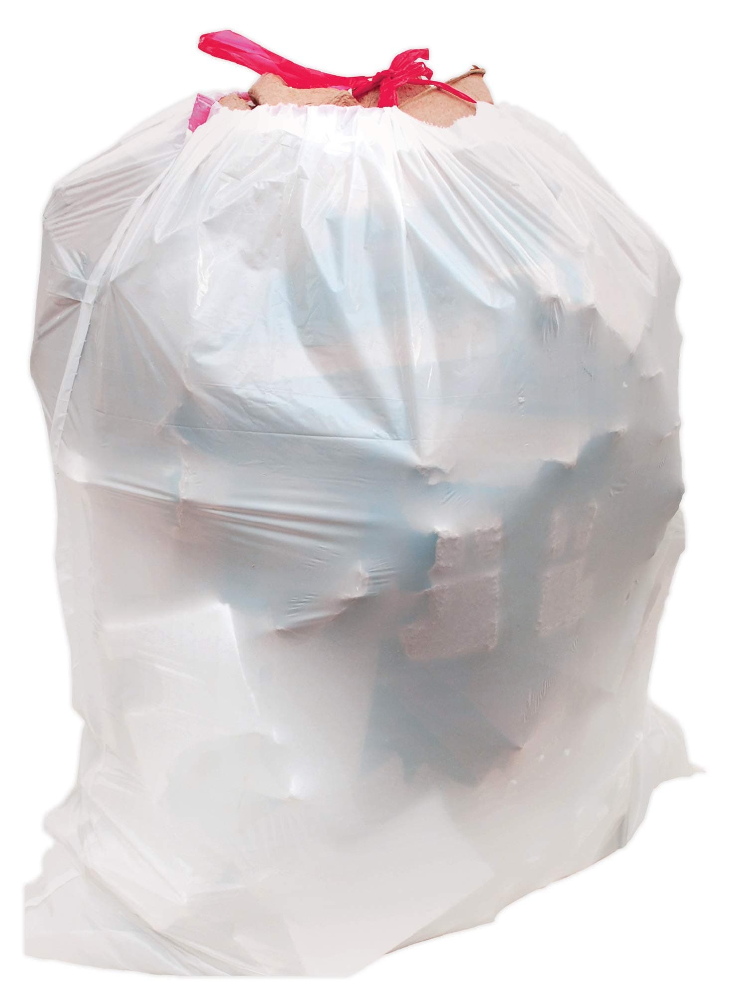 Alina 75 x 45L Polythene Drawstring Bin Liner/Bin Bag/Medium-weight 45 Litre White Plastic Draw Tape Garbage Sack (75 bags)