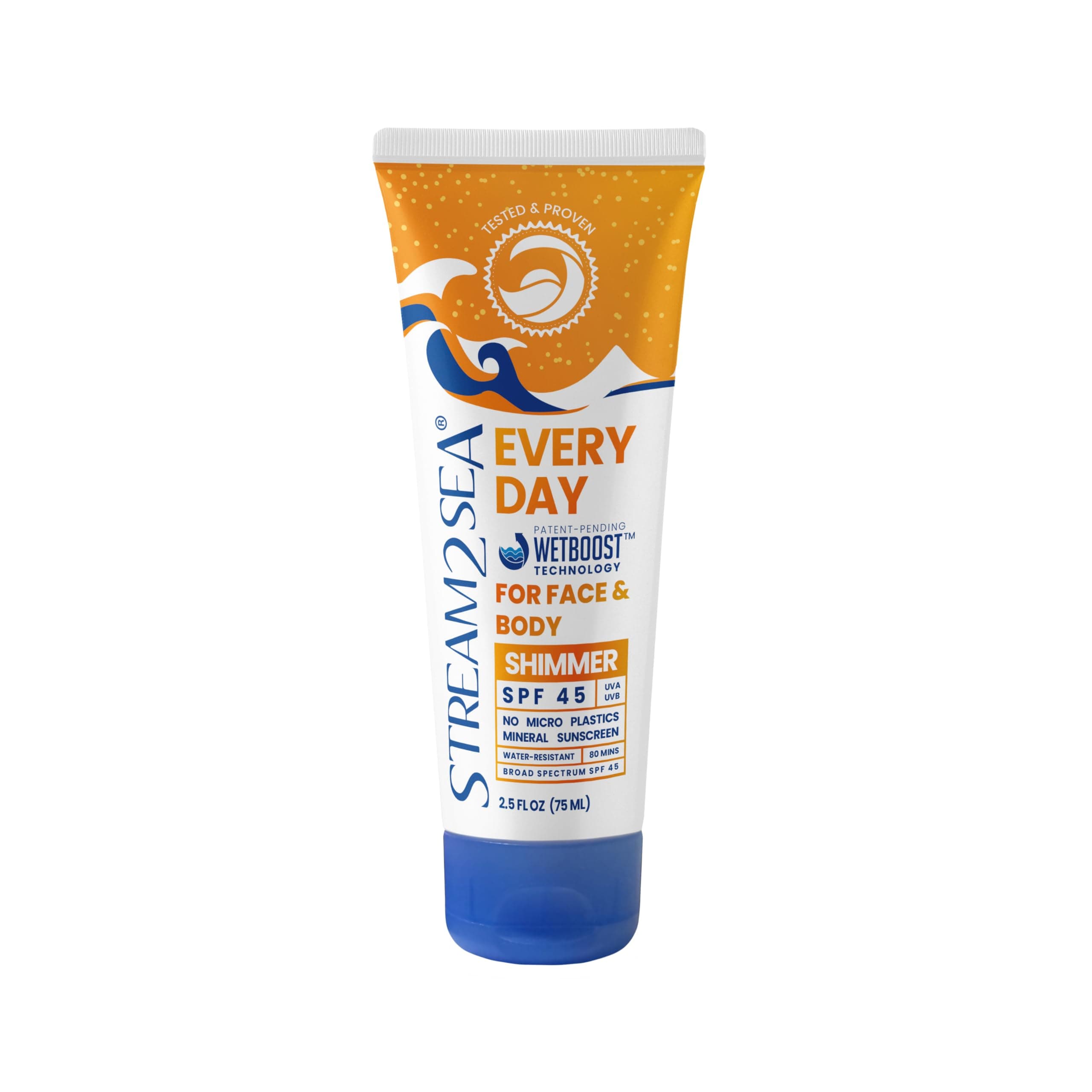 SPF 45 Every Day Shimmer Mineral Sunscreen | 75 ml Biodegradable, Paraben Free & Reef Safe Sunscreen | Non-Greasy, Lightweight & Shimmer Mineral Protection Against UVA & UVB for Face & Body