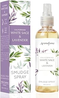 Aromafume White Sage & Lavender Smudge Spray & Natural Mist | 100 ml / 3.3oz | Salvia Apiana & Lavender Extracts | Deepens Relaxation, Induces positivity | Non-alcoholic, non-toxic & vegan
