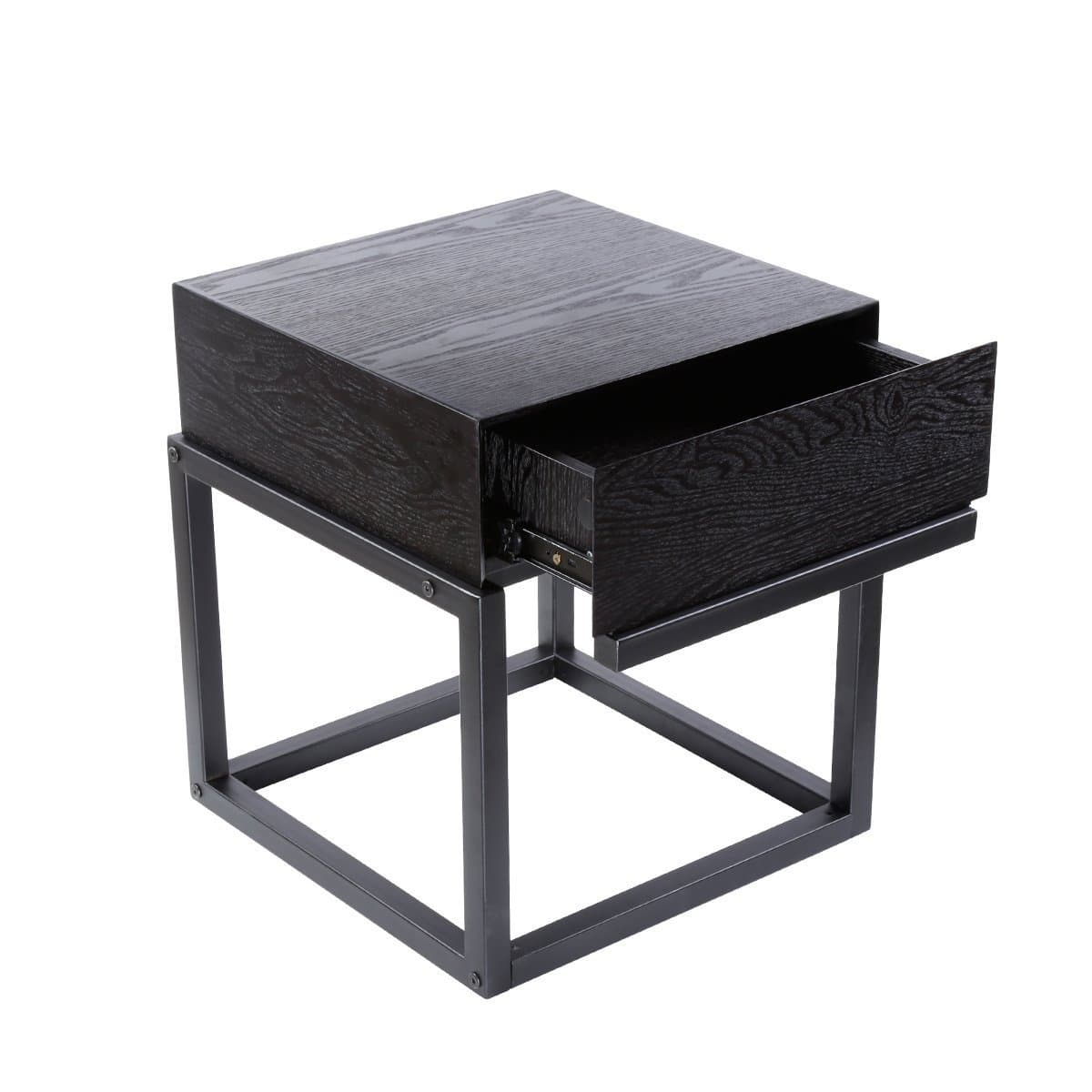 LSCUKOO End Side Table/Night Stand with Storage （Black）
