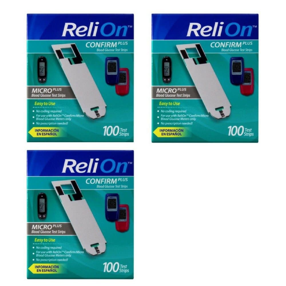 ReliOn Confirm/Micro Blood Glucose Test Strips, 100 Ct (3 Pack)