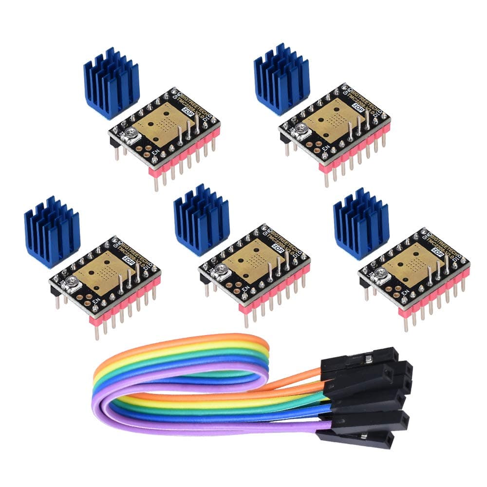 BIGTREETECH TMC2208 V3.0 Stepper Motor Driver with Heatsinks Stepstick Mute Driver for SKR V1.4 SKR 3 GEN L Ramps 1.4/1.5/1.6 3D Printer Control Board, Pack of 5pcs, Step/DIR Mode