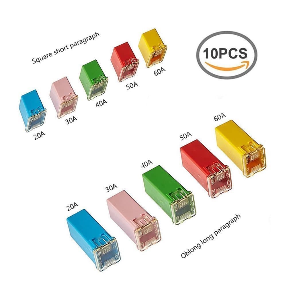 10 Pc Jcase Car Fuse Assortment LOW and TALL/STD Shaped Assortment Fuse Kit 20A 30A 40A 50A 60A