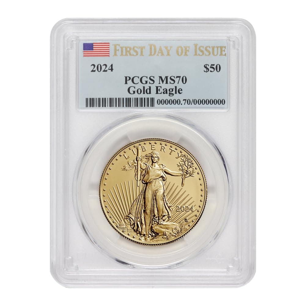 2024 1 oz American Gold Eagle MS-70 First Day of Issue Flag Label $50 MS70 PCGS