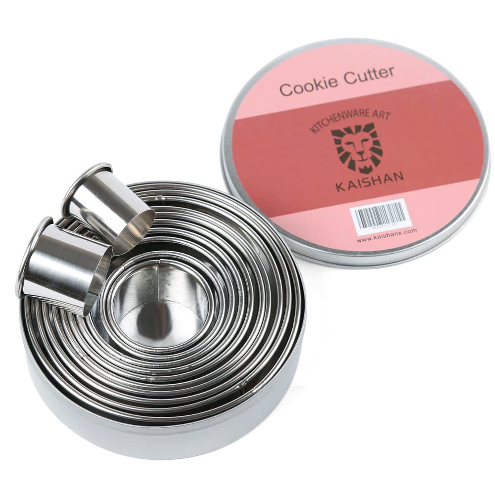 Round Cookie Cutter Fruit Cutter Vegetable Cutters Cake Cutters from 12 cm to 3 cm Set of 12 by KAISHANE