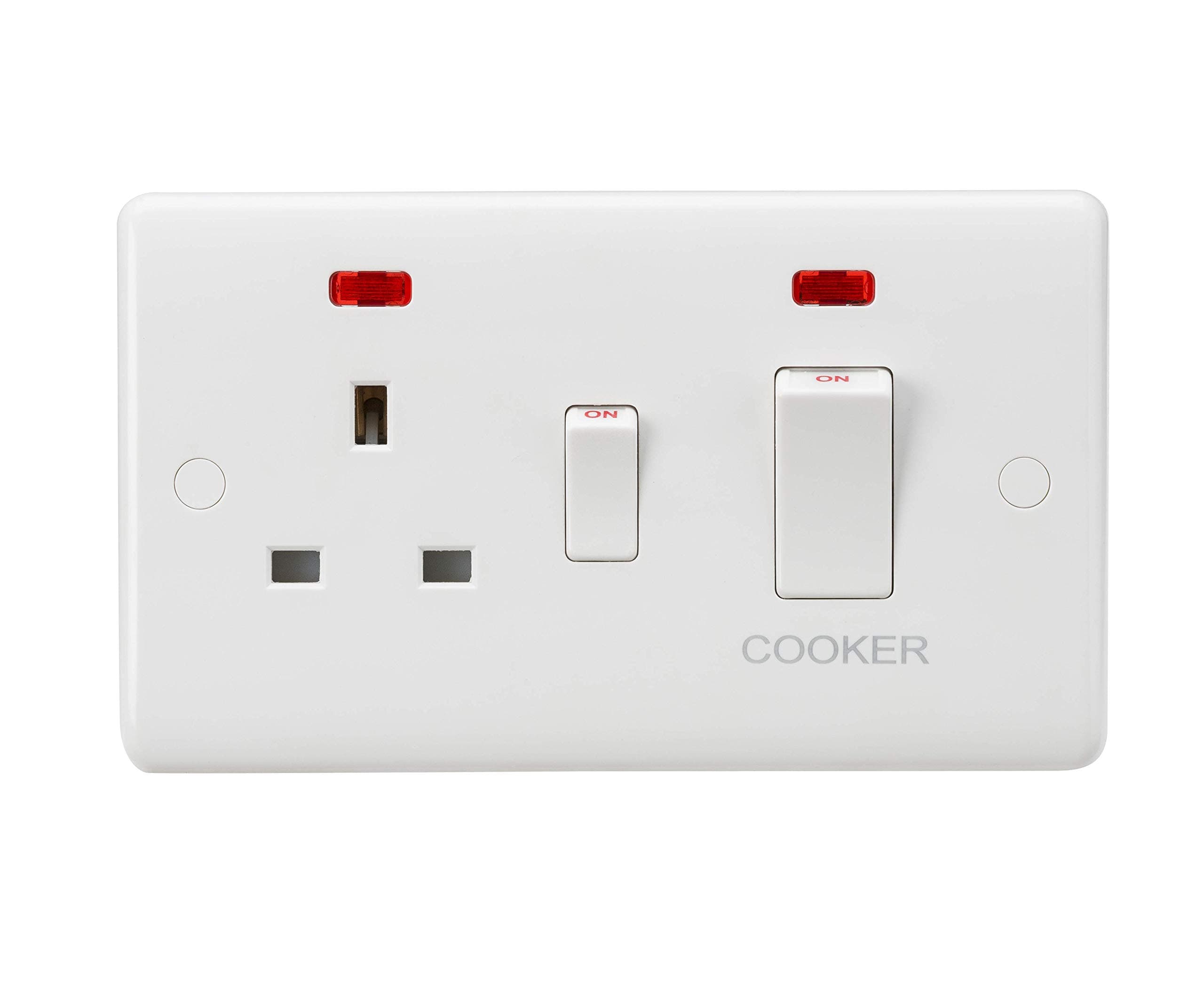 CU8331 Curved Edge 45 A DP Switch, White