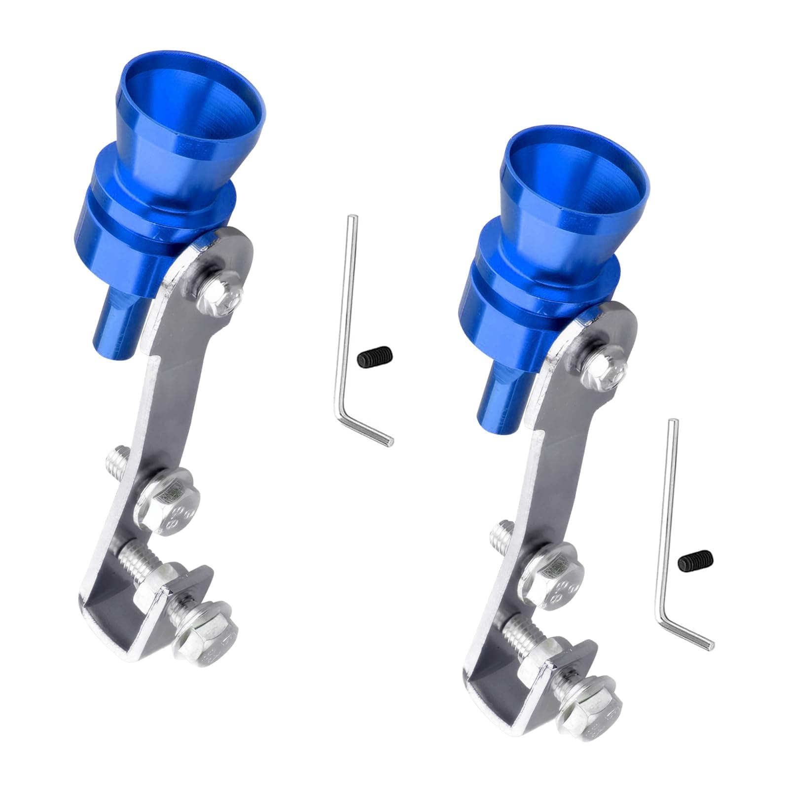 UGSHY Pack-2 Car Roar Maker Tail Pipe Whistle, Turbo Sound Whistle Simulator, 4.05" x 2.32" Universal Aluminum Turbo Sound Whistle Exhaust Muffler Sound Booster, Car Styling Accessories (Blue)