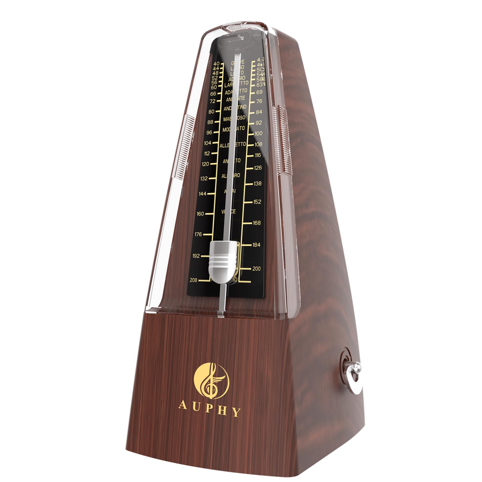 Mechanical Metronome with Accent Bell, Classic Shape, Accurate Beat, Multiple Beat Modes, Suitable for Piano Guitar Drums Violin Saxophone etc（Wood Grain）