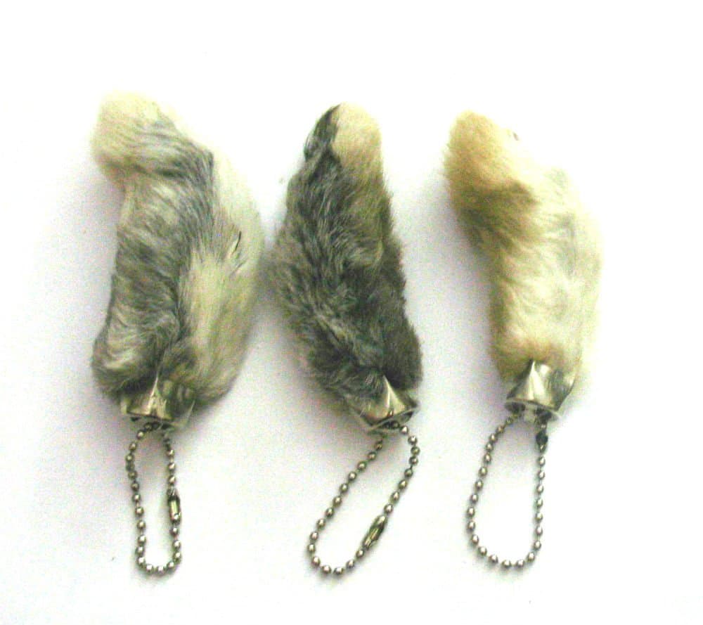 Genuine Rabbit Foot Key Chains Good Luck Two Tones