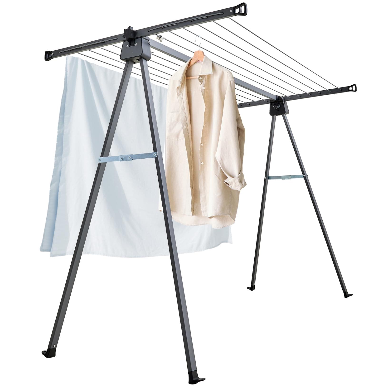 JS HANGER A Shape Clothes Drying Rack Folding Outdoor Clothesline, Heavy Duty Stainless Steel Laundry Drying Rack, Foldable Portable Clothing Dryer 46 Feet