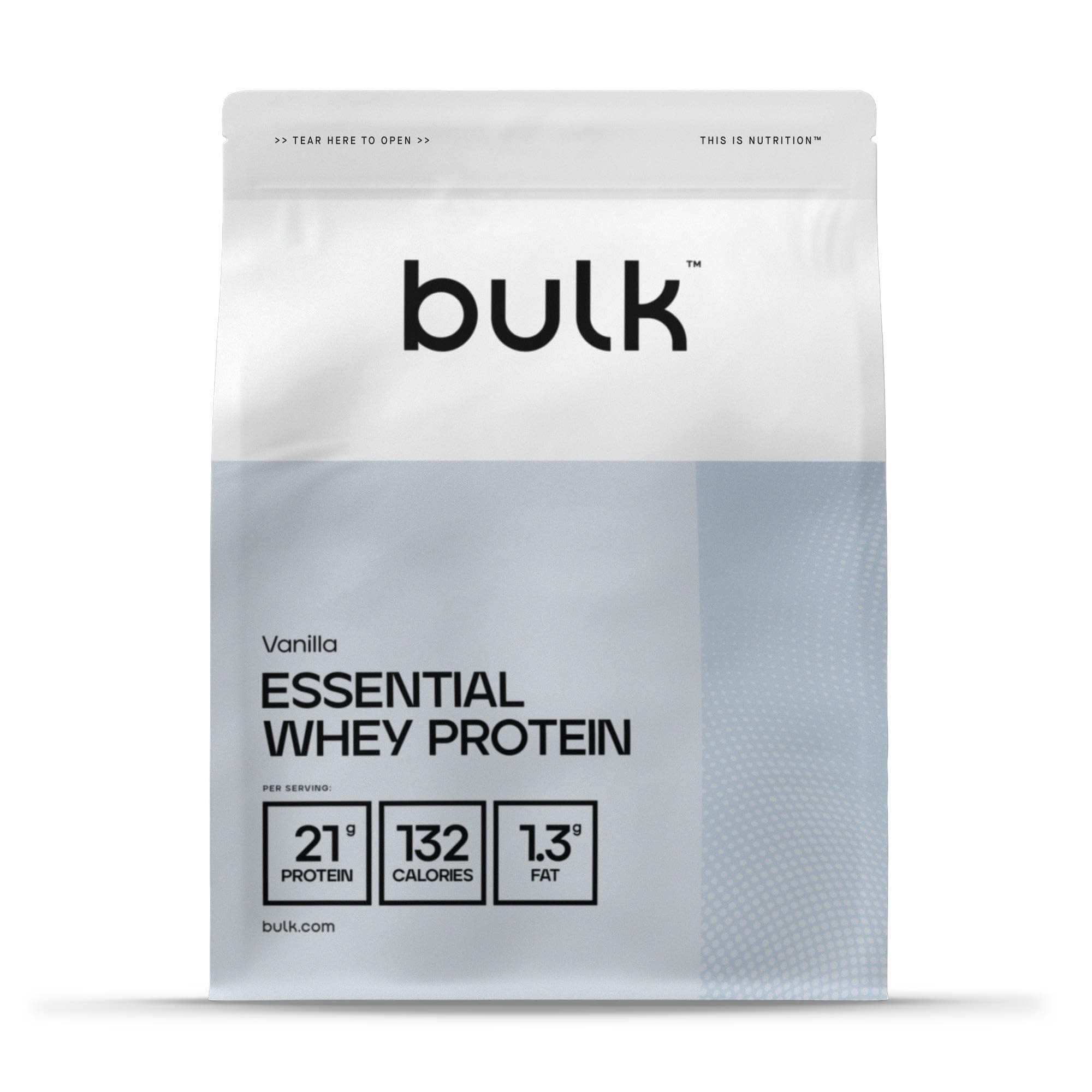 Bulk Essential Whey Protein Powder | Vanilla | 21g Protein per Serving | 9g Essential Amino Acids (EAA) | Supports Muscle Growth | Smooth Mixing | Vegetarian | Natural Flavours | 500g