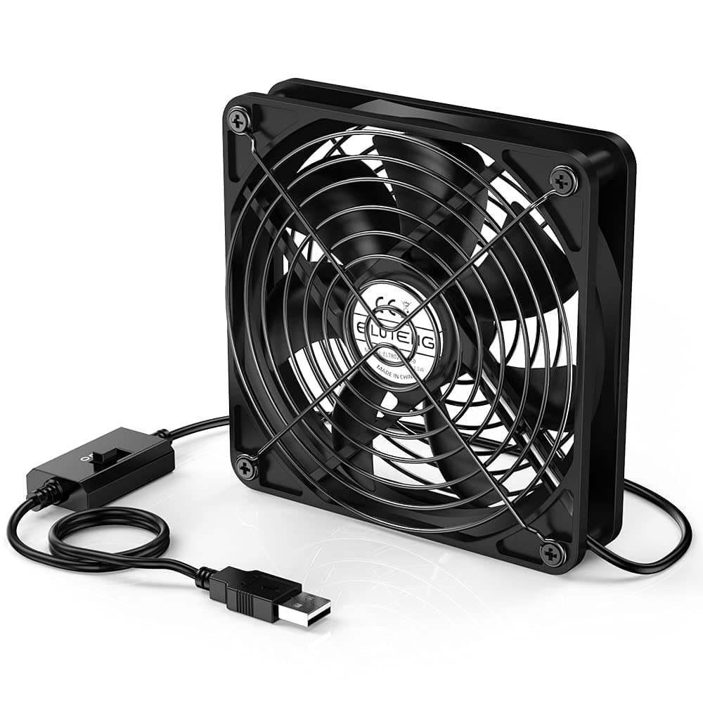 ELUTENG USB Fan 120 mm with 3 Adjustable Speed, 5 V 12 cm PC Fans for PC/TV Box/AV Cabinet/PS4/Router/Radio
