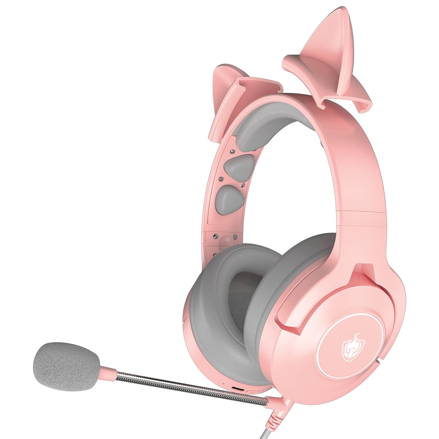 PHOINIKASWireless Gaming Headset with Cute Cat Ears, Wired for PS5, PS4, PC, Nintendo Switch, Q9 Over Ear Kitty Headphones with Detachable Mic, Bluetooth Headphones for Phone, Gift for Girls (Pink)