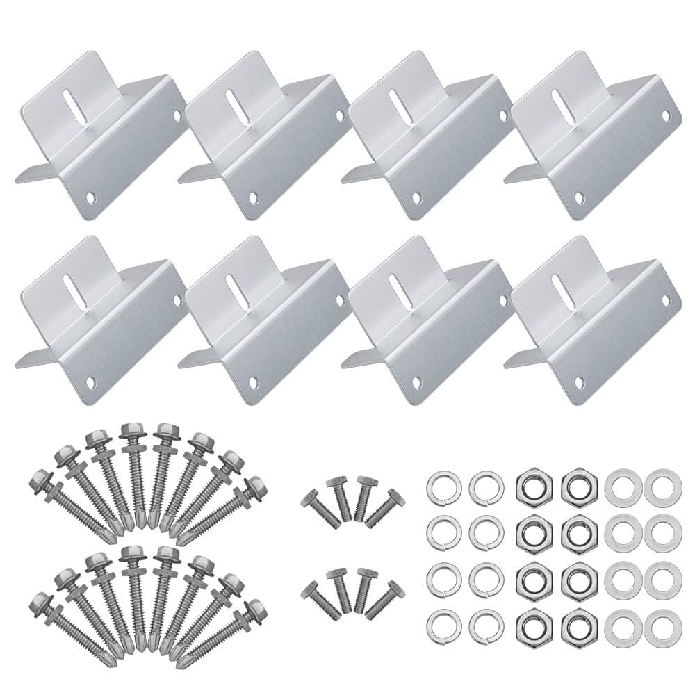 BougeRV 8 Units Solar Panel Mounting z Bracket, Supporting for RV, Roof, Boat, Off Grid, 2 Set of 4 Units