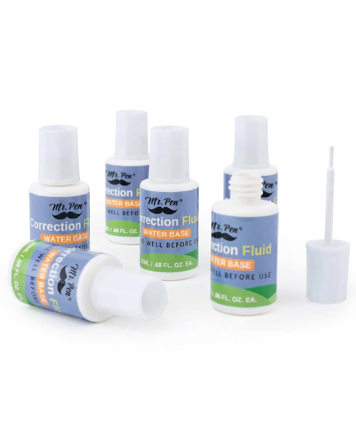 Mr - Correction Fluid, Pack of 6, Correction liquid White, Liquid Eraser, White Correction Fluid Foam, White Fluid, White Out, Wipe Out Liquid, Wide Out Fluid, White Correction Tape Fluid