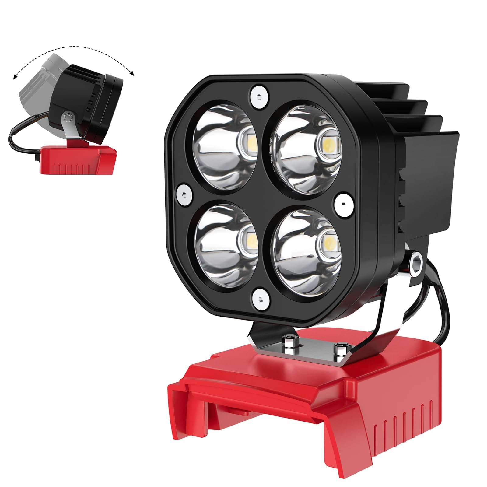 LED Work Light Compatible with Milwaukee 18V Battery, Azocek 40W 6000LM Flashlight, 18V Battery Cordless Work Light 120°Adjustable with Low Voltage Protection for Outdoors and Job Site Lighting
