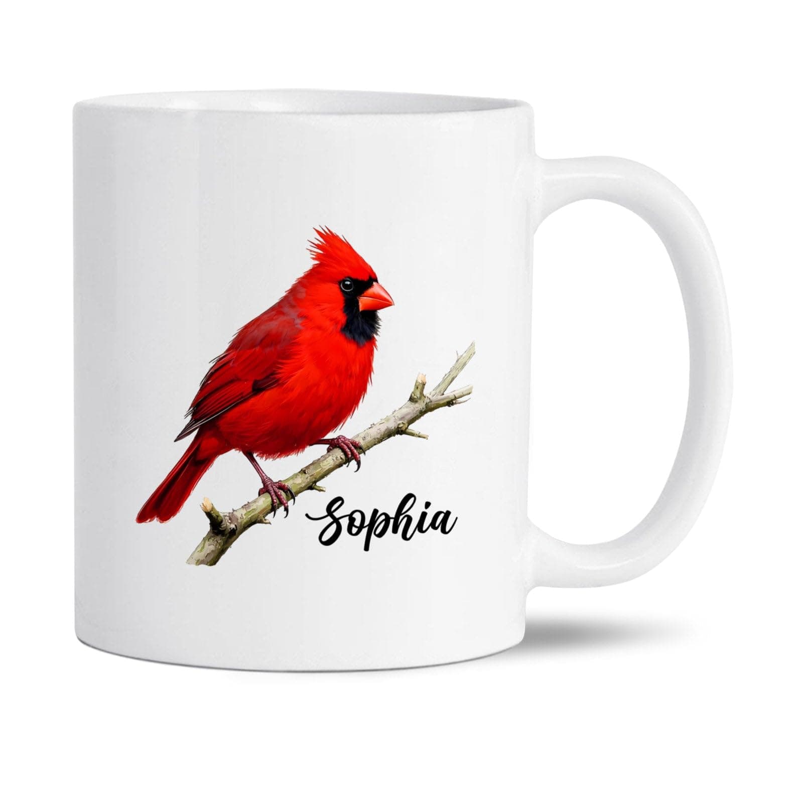 Personalized Cardinal Bird Coffee Mug With Name, Red Cardinal Mug Gifts For Bird Lovers Family Friends, Custom Cardinals Memorial Ceramic Cup, Unique Birds Themed Cups, Red Birds White Mugs 11Oz 15Oz