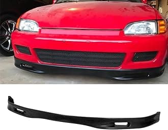 Front Bumper Lip Spoiler Unpainted Black Compatible with 1992 1993 1994 1995 H0nda Civic EG Coupe Hatchback Spoon Style PU
