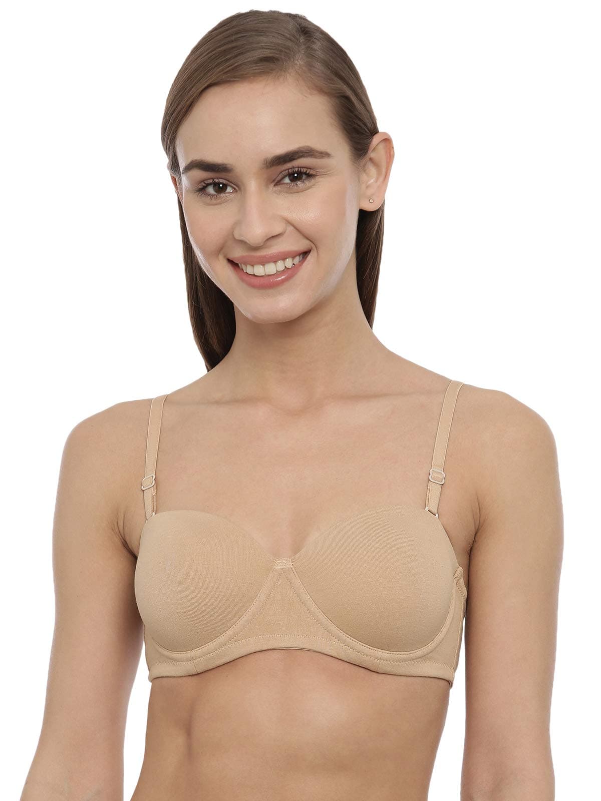 BLOSSOM Women's Single Layered Medium Coverage Wired Padded 92% Cotton 8% Elastane Back Closure,Strapless Bra [Strapless Bra ]