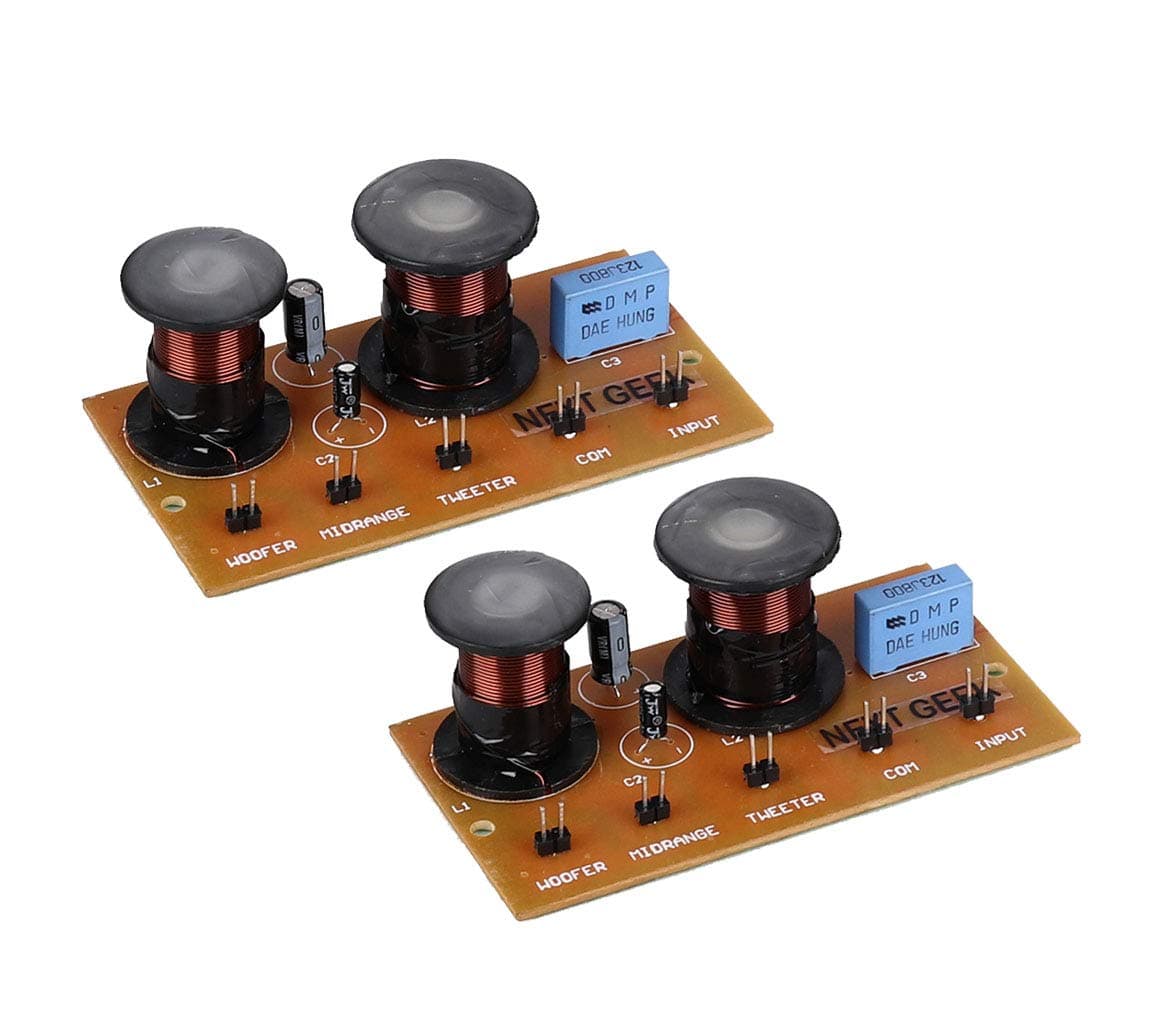 NEXT GEEK 3 Way 4 Ohm 60 Watt 6 db Hi-Fi Crossover Network Filters Speaker Frequency Distributor Multi Speaker Audio Divider Module (Pack of 2)