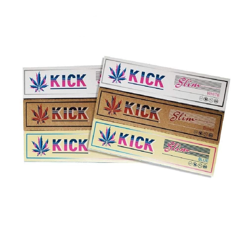 KICK SLIM King Size Multicolor (White, Blue, Brown) Special Box of 27 Rolling Paper (Pack of 27)