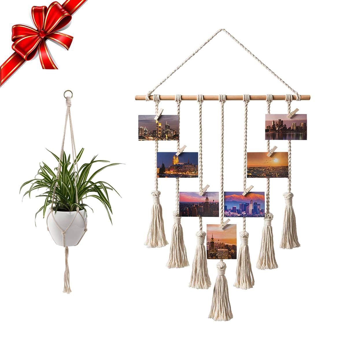 Macrame Wall Hanging,Macrame Photo Display Hanging Picture Hanger Wall Hanging ,100% Natual Cotton Macrame Cord Handmade Wall Hanging Decor, Boho Wall Decor Macrame Wall Hanging Tapestry