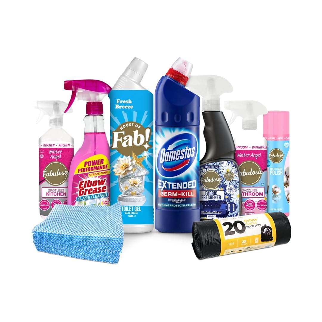9 Piece Sunday Blitz Cleaning Bundle All-in-One Home Cleaning Kit Perfect for Kitchen Bathroom Windows & General Surfaces