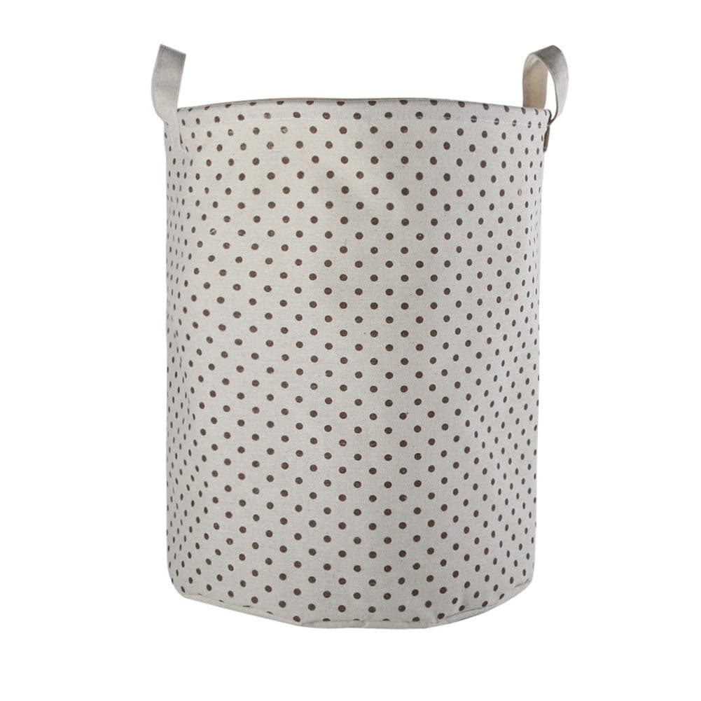 NEW POWER Collapsible Laundry Baskets Large,Eco Foldable Dirty Clothes Stand Storage Hampers,Waterproof Round Inner Drawstring Clothing Bins(Available 17.7" & 19.7" Height)-White Dots,L.