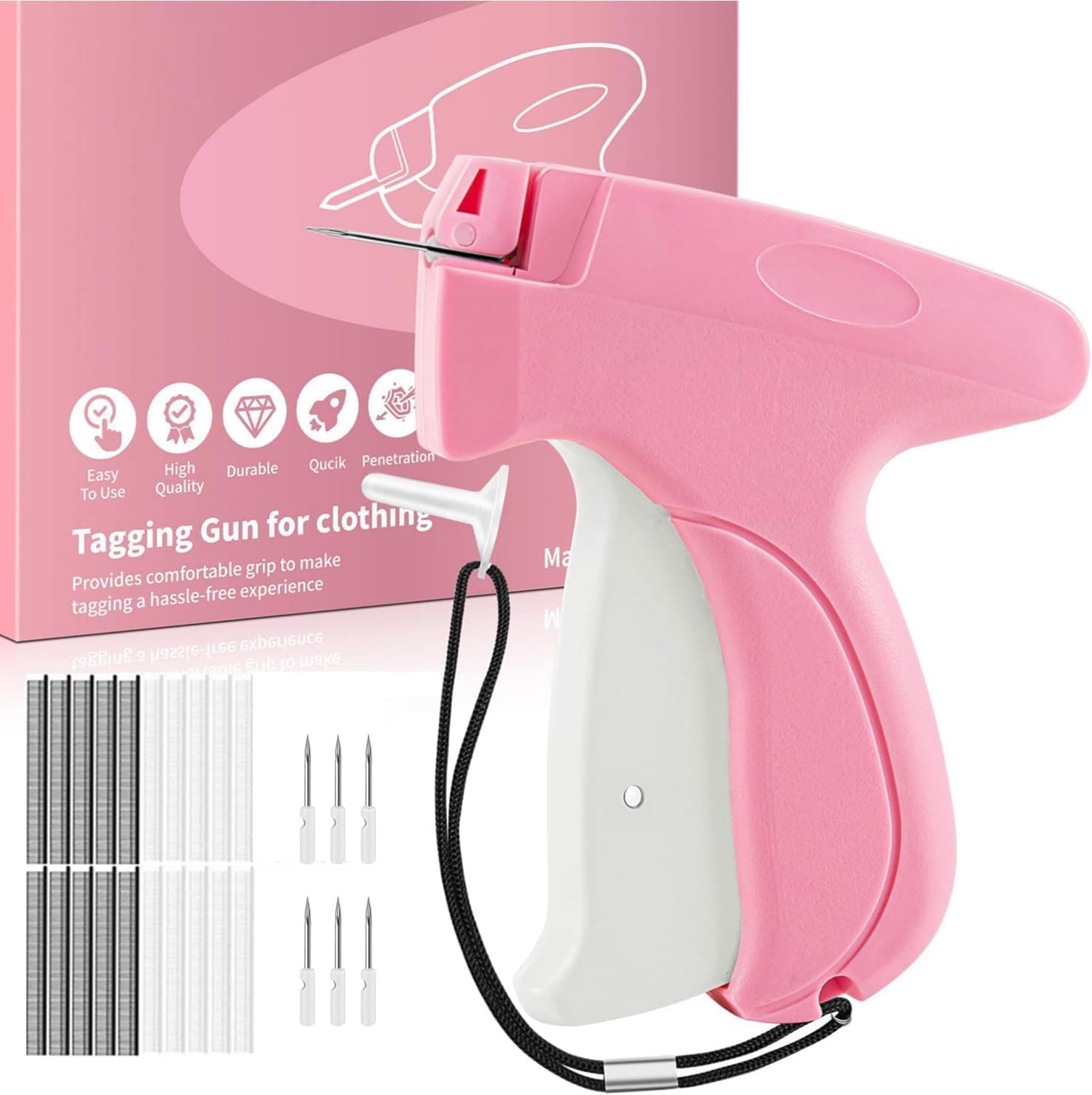 Stitchy Gun for Clothes- Microstitching Lightweight and Durable Sewing Tool with Smooth Sharp Stainless Steel Needle Easy Fabric Stitching Ideal for Tailoring and Alterations (Pink)